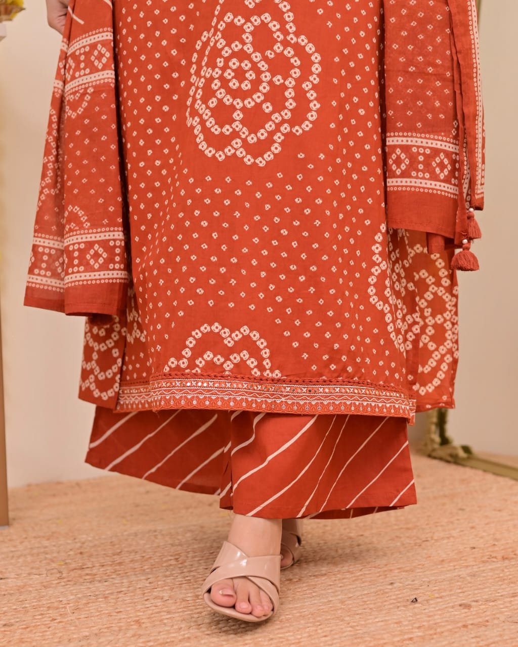 Summer A-Line Embroidered Kurti Palazzo Set